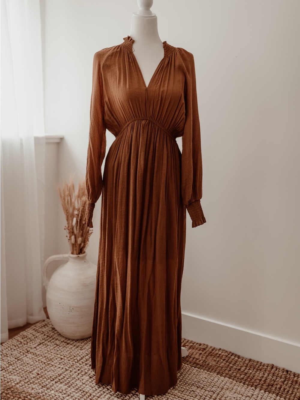 Wishlist Brown Long Sleeve Maxi Dress